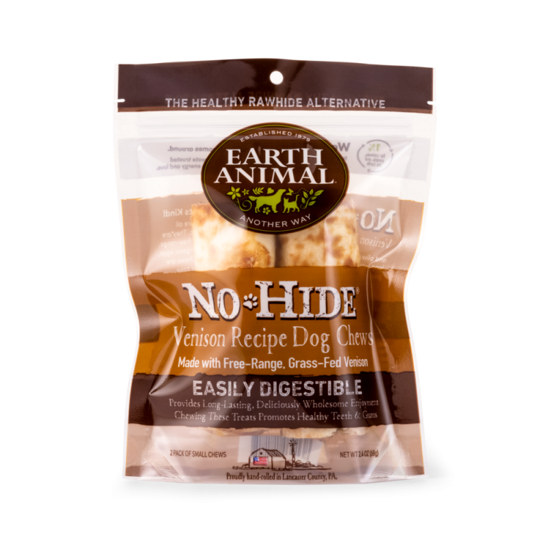 Earth Animal No-Hide Venison Chews Dog Treats, 2 Pack, 2.4 oz. Shop of