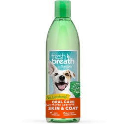 TropiClean Fresh Breath Plus Skin & Coat Oral Care Water Additive for Pets, 16 fl. oz.