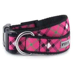 Bias Plaid Hot Pink Dog Collar